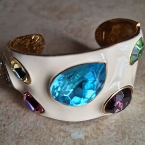 Diana Cuff Bracelet With Multicolor Stones By Kenneth Jay Lane.